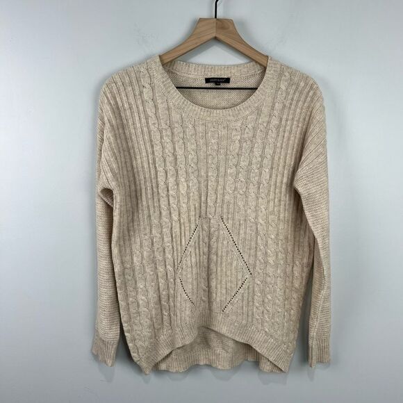 Colorblock Beige Crewneck Sweater TU - Picture 1 of 7